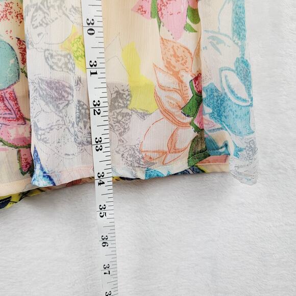 Whimsical L Midi Sun Dress Fairycore Romantic Colorful Floral Ruffle Sleeveless - Picture 10 of 10